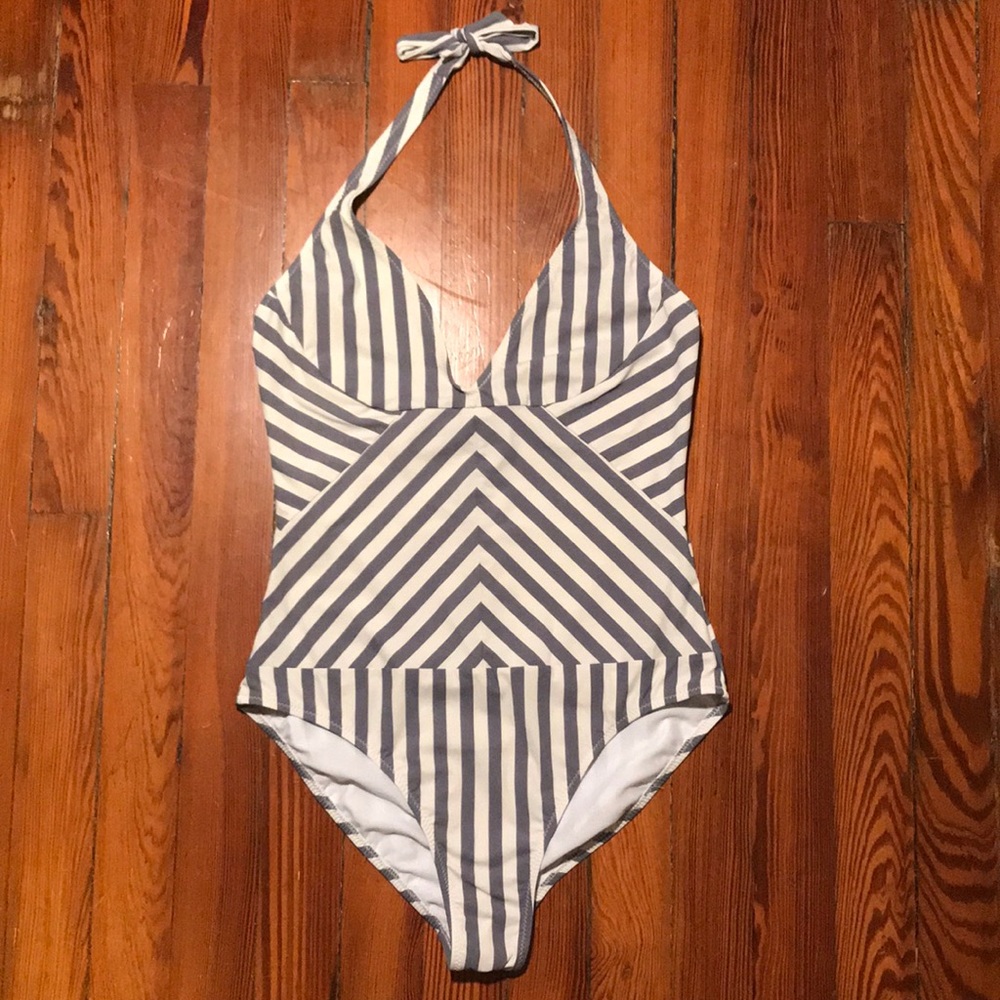 Anthropologie striped one piece L fits like M